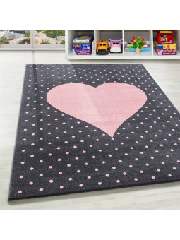 Pembe ve Gri Kalp Desenli...