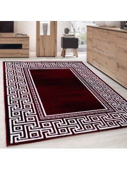 Modern burgundy rug with...