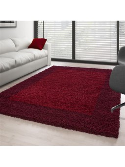 Alfombra peluda de pelo largo, borde de diseño, colores y tamaños disponibles.