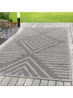 Grey sisal rug with striped...