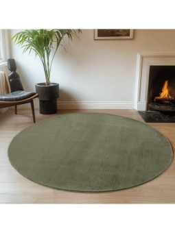 Tapis rond Vert Lavable...