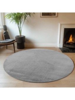 Tapis rond Gris Lavable...
