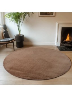 Tapis rond Marron Lavable...