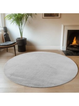 Tapis rond Argent Lavable...