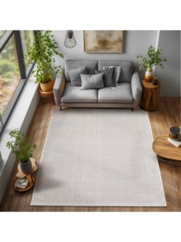 Plain cream loop pile rug,...