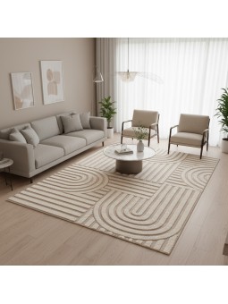 Modern geometric beige rug,...