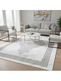 Alfombra moderna gris y...