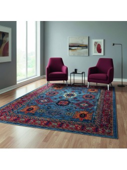 Blue kilim-style rug,...