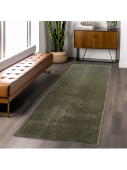 Tvättbar grön matta, kort...