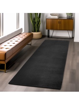 Tvättbar svart matta, kort...