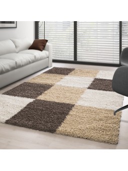 Hochflorteppich mit beigen,...