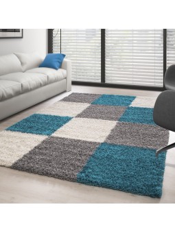 Rufsig matta med turkost...