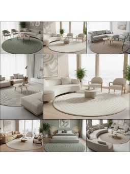 Tapis rond moderne à relief...