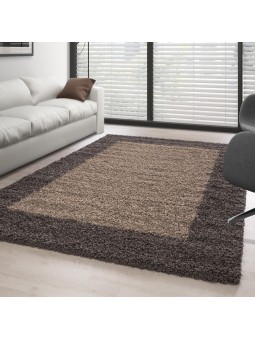 Taupe shaggy rug with frame...
