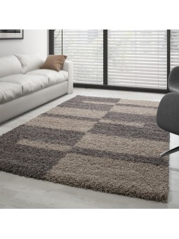 Taupe shaggy rug with...
